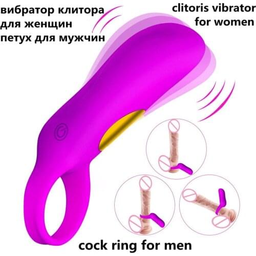 Rechargeable Delay toy 10 Mode Penis Vibrating Ring Vibrator Sex Toys for Men Waterproof Silicone Clitoral vibrators for women