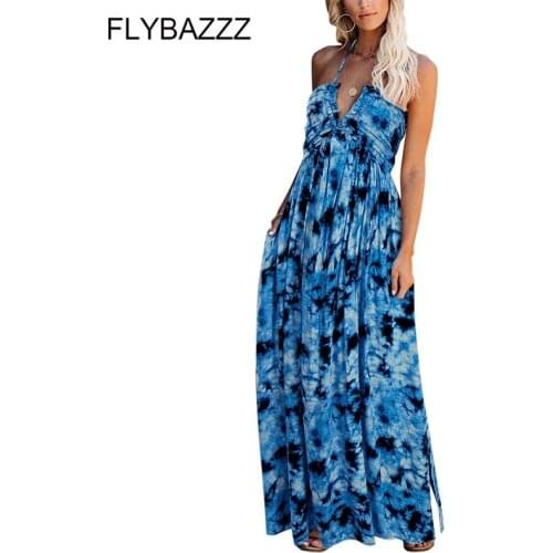 Striped Printed Sexy V-Neck Backless Lace Up Maxi Dresses Sleeveless Club Party Holiday Spaghetti Strap Sundress Women Beachwear