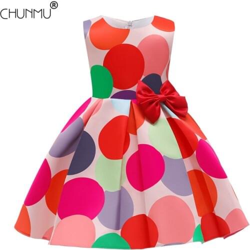Flower Girl Princess Dress Dots Sleeveless Tutu Wedding Birthday Party Kids Dresses For Girls First Communion Childrens Costume