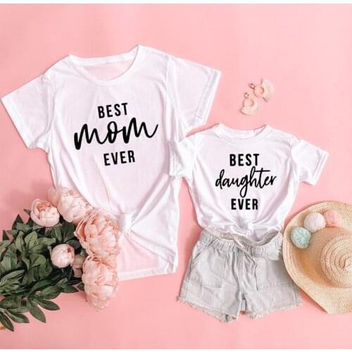 Mama and Girls Fashion Love Tshirt Kids Mom T Shirt Outfits Best Mom/daughter Ever Mama and Girls Family Matching Look Shirts
