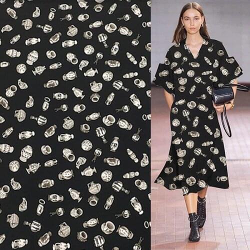 100% pure silk crepe de chine silk fabric vintage print design 16momme 140cm width,SCDC1183