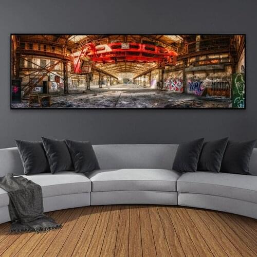 Modern Industrial Style Canvas Painting Factory Rock Graffiti Posters and Prints Wall Art Pictures for Living Room Home Decor