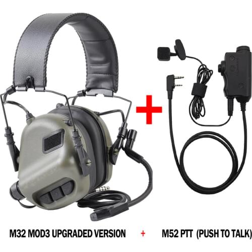 EARMOR M32 MOD3 Tactical Headset & M52 PTT One Set Fit for Military and Shooting Noise Canceling Headphones Extend Free Shipping