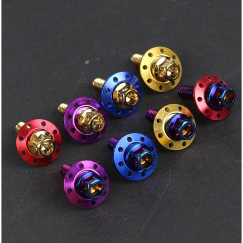 RZMA Motorcycle mudguard screw stainless steel 304 burnt titanium screw M6*20MM outer hexagon pitch 1.00MM flange gasket color