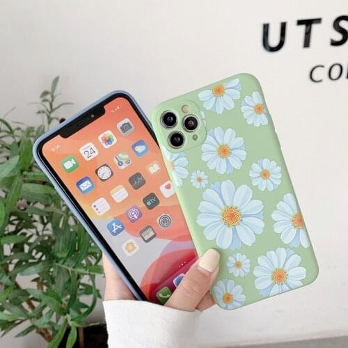 High Quality Flowers Soft Silicon Phone Case For iPhone 11 12 Pro Max Mini 6 7 8 Plus XS 6S X XR Chrysanthemum Sunflower Cover