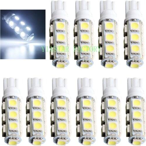 Yiastar 100PCS White T10 13 SMD 5050 194 168 192 Auto Car Side Light Bulb Auto LED W5W 12V Wedge Lamp Wholesale Car Led Light