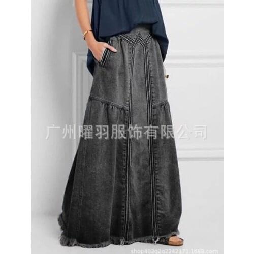 Denim Woman Skirts European Style Straight Ankle Length Female Skirts