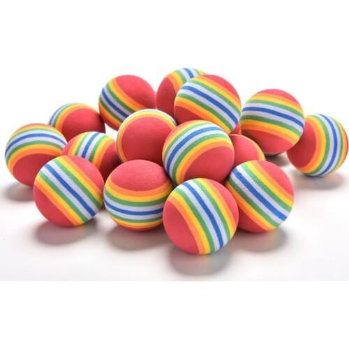 20PCS Funny Golf Swing Training Aids Indoor Practice Pet Cat Kitten Soft Sponge Foam Rainbow Balls Dia.40mm