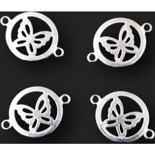 20pcs Butterfly Pendant, Flying Animal Charm, Mini Bracelet Accessories, DIY Jewelry Connector, Silver Plated 14mm A812
