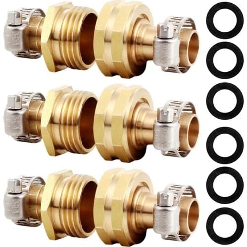 Practical Brass Hose Repair Connector with Stainless Steel Clamps,Fit for Garden Hose Fitting,Male and Female Hose 3 Set