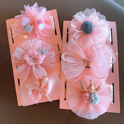3Pcs/Set Lace Flower Baby Headband Bowknot Crown Baby Girls Hair Bands For Newborn Infant Turban Baby Hair Accessories