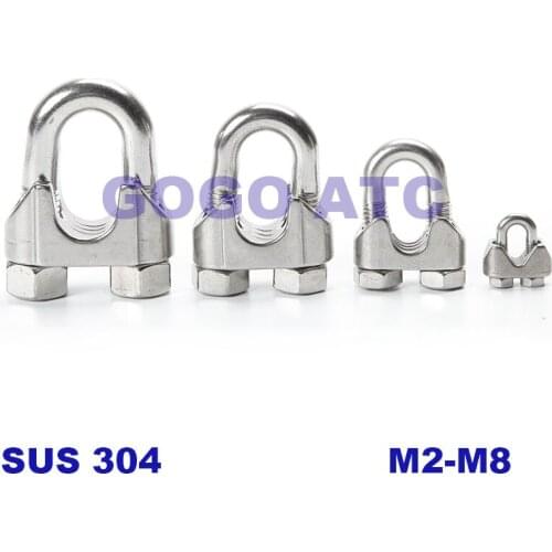 304 wire rope clamp buckle M2-M8 stainless steel ingot card head U-shaped clamp rolling rope buckle clip fixed wire clamp lock
