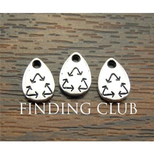 50 pcs silver Charms Tibetan Silver Color Double sided Tear Drop Charm DIY Metal Bracelet Necklace Jewelry Findings A1148