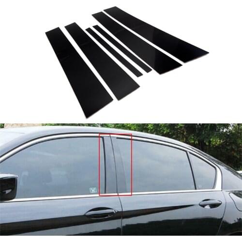 6Pcs Car Mirror Effect Door Window Center B C Pillar Post Trim Cover Sticker Fit for Honda Accord 2013 2014 2015 2016 2017