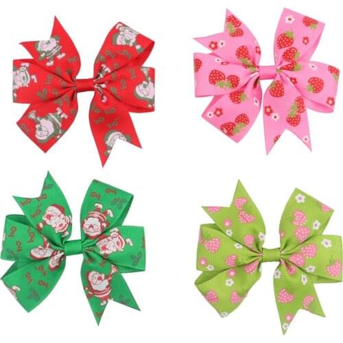 60 pcs/lot , You Choose Color Strawberry Print Ribbon Bow hair clips , Grosgrain ribbon hairbow Alligator clip