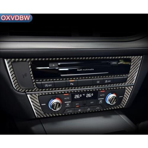 For Audi A6 C7 Accessories interior trim Carbon Fiber Air conditioning CD control panel decoration LHD RHD Car styling sticker