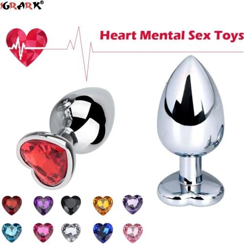 Anal Plug Sex Products for Couples Adults Stainless Smooth Steel Dildo Butt Plug Tai Anal Beadl Heart Crystal Jewelry Trainer