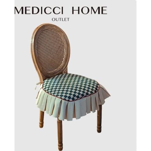 Medicci Home Upholstered Chair Seat Slipcover Protector Luxury Black White Checkerboard Removable Dining Chair Cushion With Ties