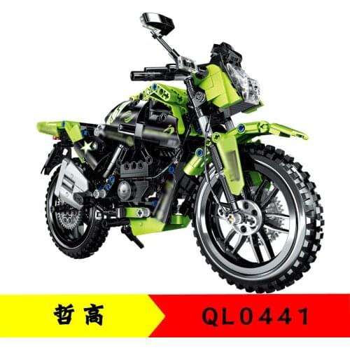 518pcs 12 Building Block Technology Series Green Off-road Motorcycle Model Childrens Educational Assembly Toy Gifts