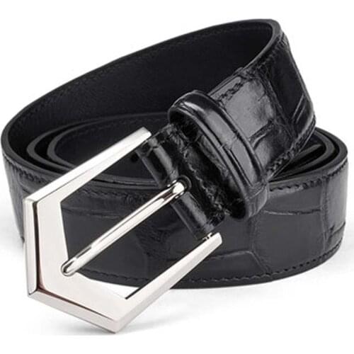 Gete americas alligator leather men belt male Pin buckle Stainless steel No stitching alligator male belt male with