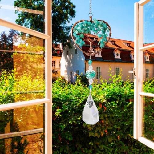 Love Heart Shape Sun Catcher Crystal Pendant Light Rainbow Wind Chime Hanging Drop Gift Good Luck Garden Decoration