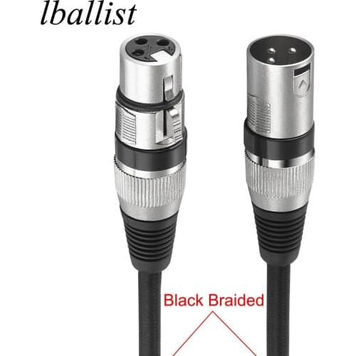 Lballist Fabric Braided XLR Cable Extension Cable Male to Female M/F 3Pin jack For Microphone Mixer 1m 2m 3m 5m 10m 20m