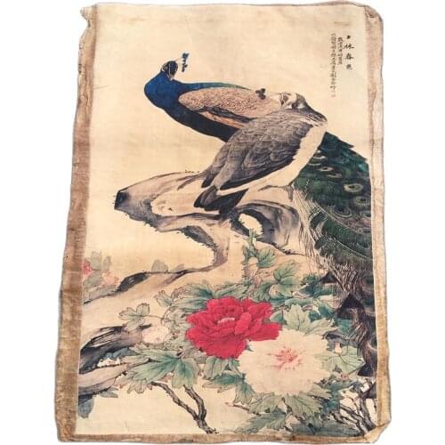 Chinese Old Scroll Liu kuiling -Flowers Blooming And Wealth Painting Rice Paper Painting Slice
