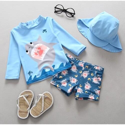 Boys Swimsuit New 2021 Childrens Swimwear Swimsuit For Kids Boys Two Piece Swimming Suits Shirts Pants Boys Swimsuit CZ903