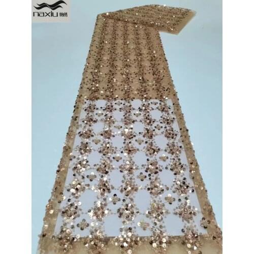 Madison Hot Sale African Handmade Beaded Lace Fabric 2021 High Quality Nigerian Lace Fabrics For Women Embroidery Sewing