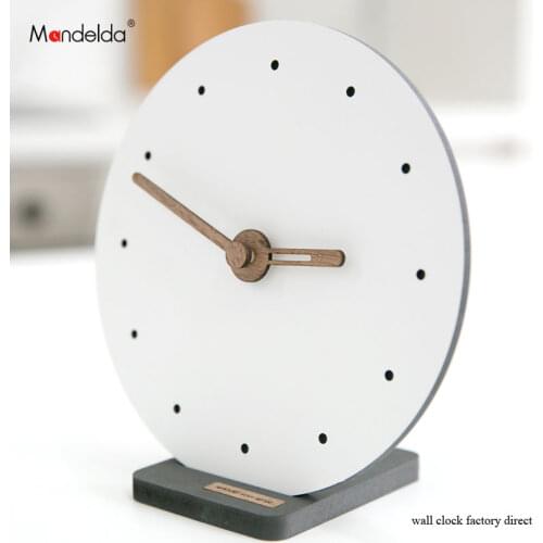 Mandelda White Digital Watch Bracket Electronic Wall Clock Modern Design Creative Silent Wooden Mini Wall Clocks for bedrooms