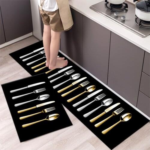 Fashionable Simple Nordic StyleWaterproof Kitchen Floor Mat Household Carpet Long Strip Door Mat Modern Home Decor