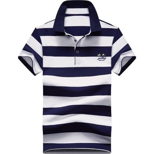 Big Size Stripe Polo Shirt Men Fashion Men Polo Embroidery Polo Shirt Men Cotton Casual Embroidery Polo 2021 Summer Loose