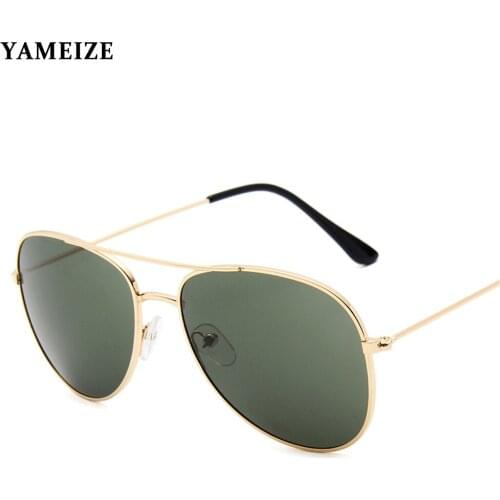 YAMEIZE Classic Pilot Sunglasses Men Driving Clear Lens Sun Glasses Round Metal Frame Eyewear Vintage Eyeglasses Oculos De Sol