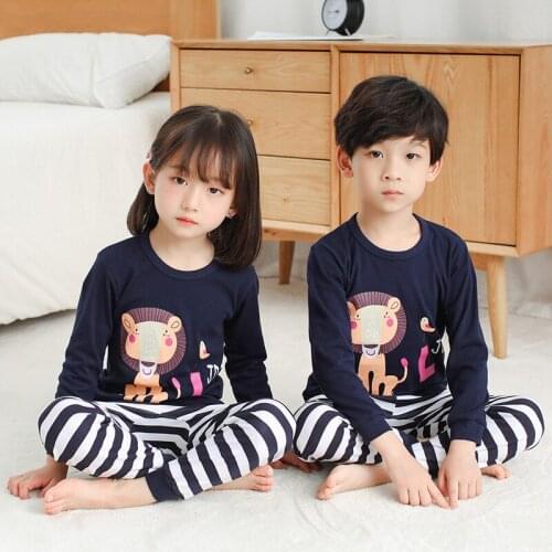 New Children Pajamas Boys Girls Cotton Clothes Pants Set Cartoon Sleepwear Kids Pajamas For Toddler Baby Outfits Child Pyjama