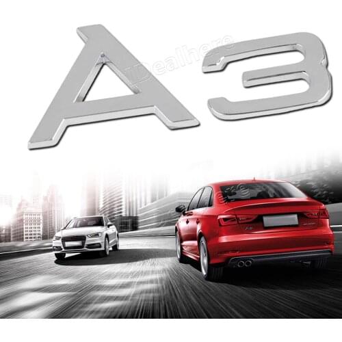 New Metal A3 Logo Car Rear Emblem Badge Sticker Decal for Audi Silver