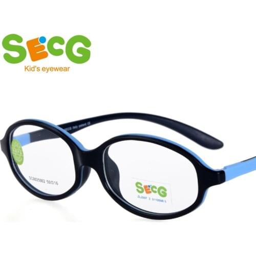SECG Solid Tough Flexible Kids Glasses Frame Myopia Glasses for Sight Optical Round Silicone Children Frame Spectacles Gafas