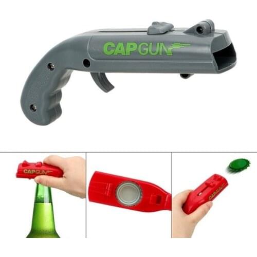 Gun Shaped Beer Opener Portable Spring Cap Catapult Launcher Bar Tools Beer Bottle Lids Shooter Beer Bottle Openers Bar