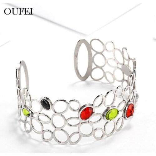 OUFEI Adjustable Cuff Bracelets Bangles For Women Stainless Steel Jewelry Woman Charms Fashion Jewelry Accessories