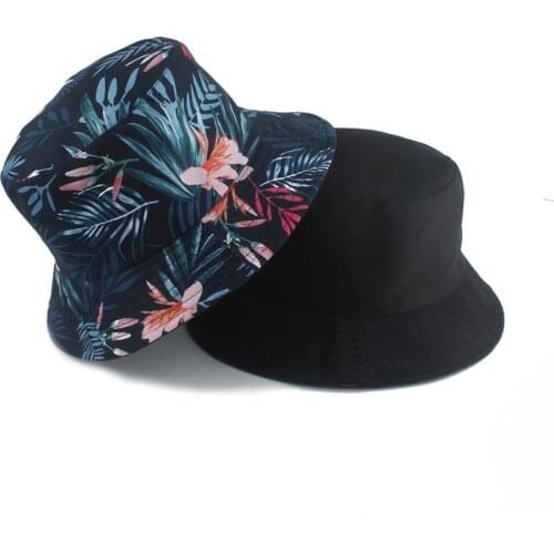 Men Women Flower Print Bucket Hat Reversible Sun Protection Fisherman Hats Summer Casual Bob Chapeau Visor Bucket Cap