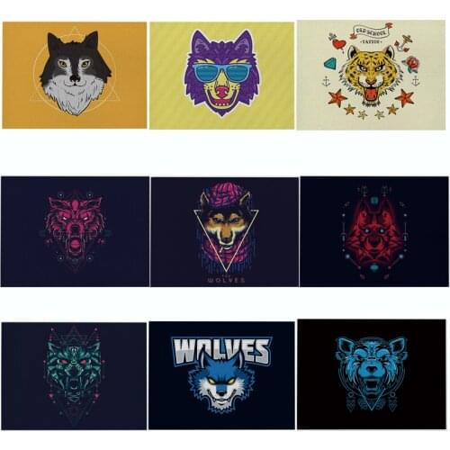 3D Print Placemat Animal Wolf Linen Heat Insulation Placemat Kitchen Dinning Decorative Coaster Tableware Mat