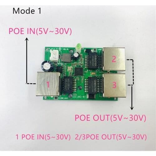 Reverse power supply POE switch POE IN/OUT5V/12V/24V 75W/2=38.5W 100mbps 802.3AT 45+78- DC5V~30V long distance series Force POE
