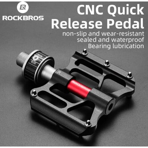 ROCKBROS Bicycle Pedales Mtb Quick Release CNC Rainproof Seal Bearing 8.2cm Widened Non-slip Chrome Molybdenum Bike Road Pedal