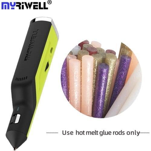 Myriwell 3d pen cordless mini hot melt glue gun pen wireless operation with 6 glue sticks fixing tool RS-100A charging version