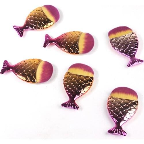 Fish Tail Gradient Color Soft Hair Nail Power Dust Cleaning Brush Manicures Tool