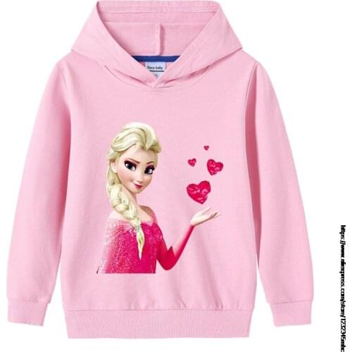 Cartoon Frozen Elsa Disney Girl Sweatshirt Autumn Long Sleeve Cotton Cartoon Kids Clothes Baby Childrens Hoodies Tops