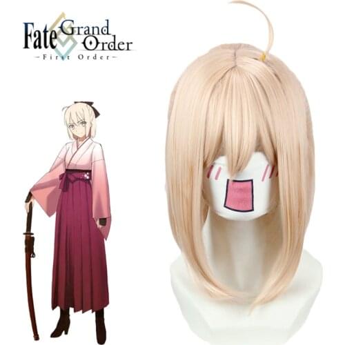 Sakura Saber Okita Souji Resistant Hair Cosplay FGO Fate Grand Order Japanese Anime Headpiece Accessories Synthetic hair