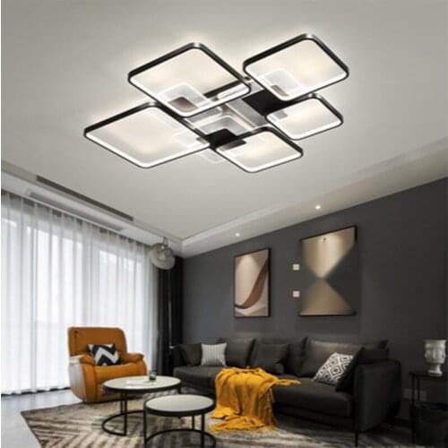 Modern square LED bedroom black ceiling lamp living room balcony lighting kitchen restaurant dimming lamp wholesale
