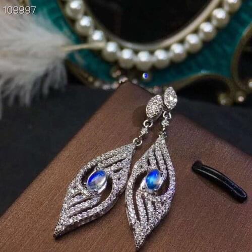 Natural and Real Moonstone earrings Fashion MoonstoneEarring 925 sliver Earring