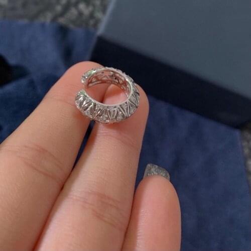 SLJELY Fashion Real 925 Sterling Silver Single Amulet Sliding Ear Cuff Micro Zircon Stones1pc Non Pierced Clip Earring for Women