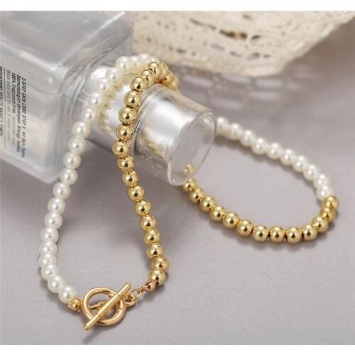 Vintage Pearl Metal Bead Chain Hollow Hoop Pendant Necklace for Women Men Girls Teens Necklaces Jewelry 2021 Trend New Arrival